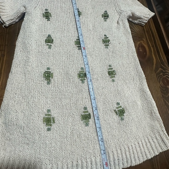 J. Crew Womens Jeweled Medallion Short Sleeve Sweater Linen Cotton Size XS - Picture 8 of 8